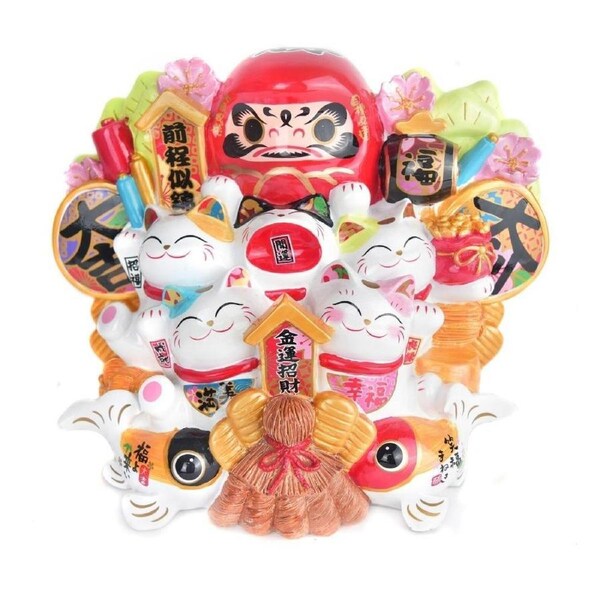 Maneki-Neko & Daruma Best of Luck Ornament 25cm
