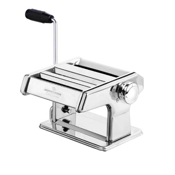 Gourmet Kitchen Chef Series Stainless Steel Pasta Maker - Italian Fettuccine and Spaghetti - Silver