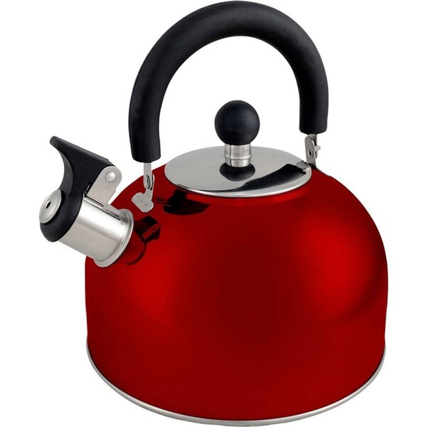 Wildtrak 2.5L Whistling Kettle Outdoor Picnic/Camping Hot Drink Water Boiler Red