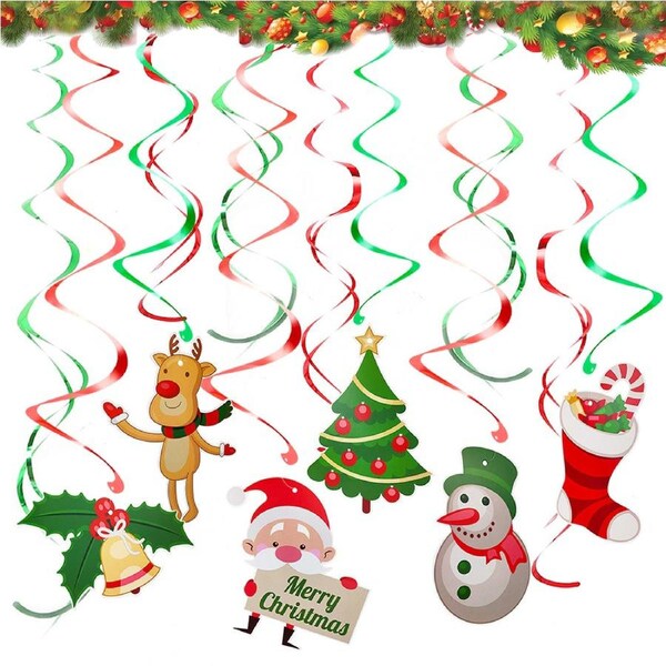36Pcs Christmas Hanging Swirl Decorations Christmas Party Decoration Xmas Decor
