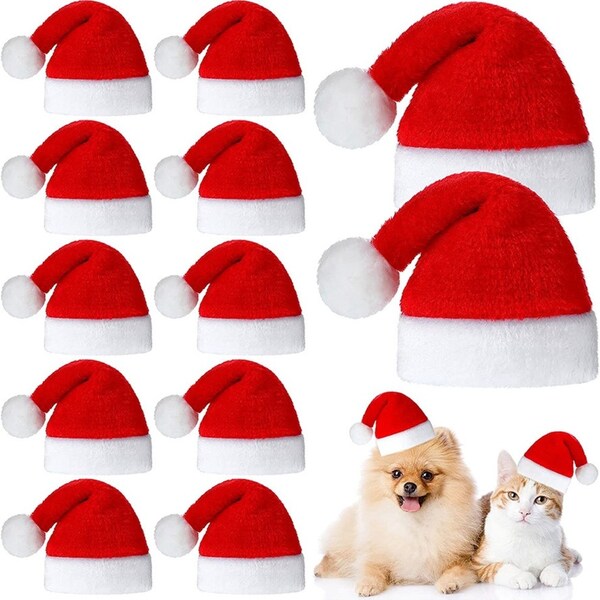 12Pcs Pet Christmas Hat for Puppy Kitten Small Cats Dogs Pets