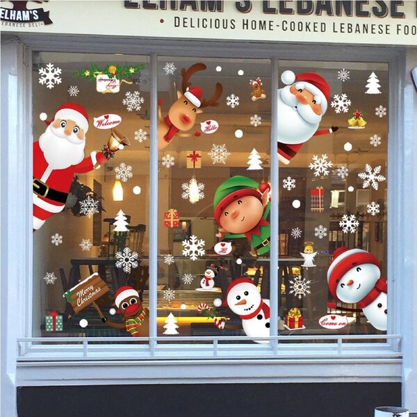 2pcs Christmas Decoration Glass Sticker Sticker Set Glass Door Window Sticker