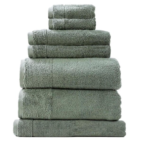 Renee Taylor Hotel Spa 7 Piece Towel Pack Aireys 650GSM Zero Twist Agave Green
