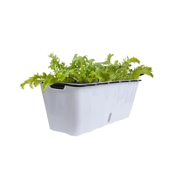 SOGA 50cm Large White Rectangular Plastic Flowerpot for Outdoor Garden