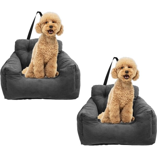 SOGA 2X Grey Pet Car Seat Sofa Safety Soft Padded Portable Travel Carrier Bed