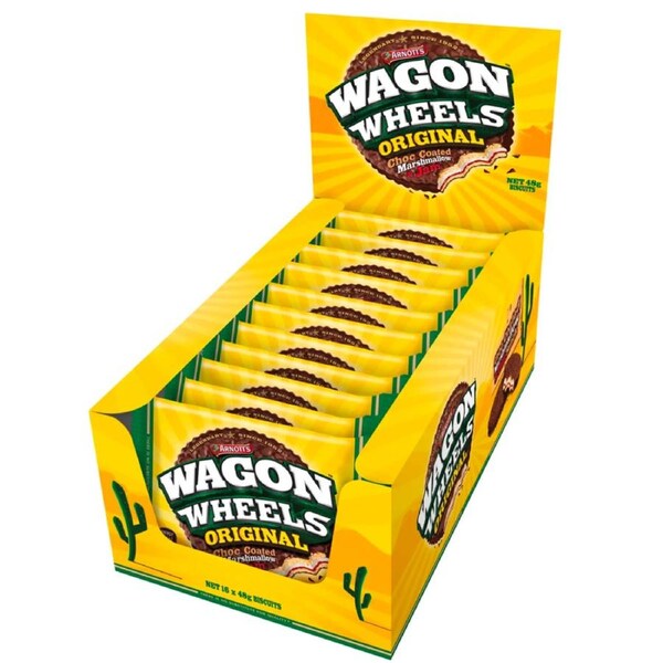 Arnott's Wagon Wheels Original Choc coated Marshmallow and Jam 16 x 48g