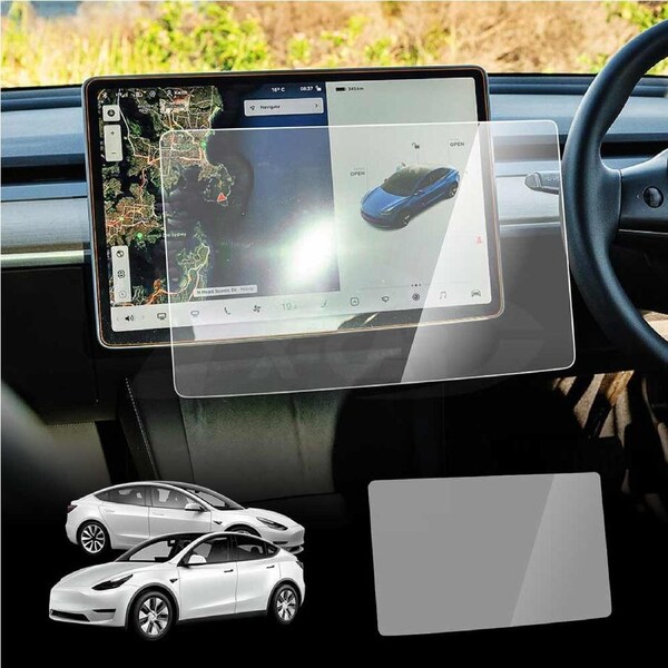 Tesla Model 3 2017-2023 and Model Y 2021-2025 Tempered Glass Screen Protector Touchscreen Anti-Scratch 9H Protection