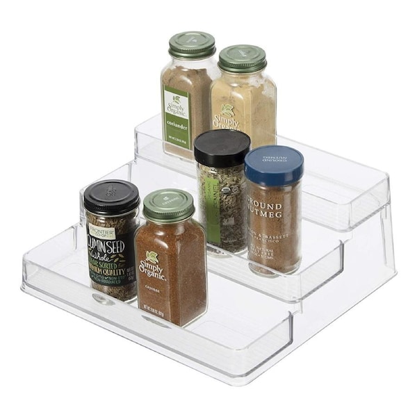 Oggi Neat 3-Tier 25cm Spice/Pantry Organiser Storage Shelf Seasoning Rack Clear