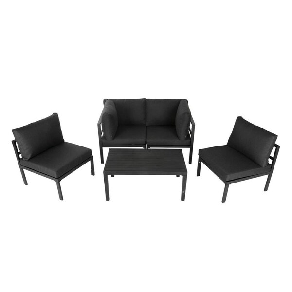 Outdoor 5 Piece Charcoal Grey Couch Set