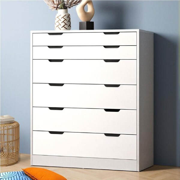 6 Chest of Drawers Oikiture Tallboy Storage Cabinet White