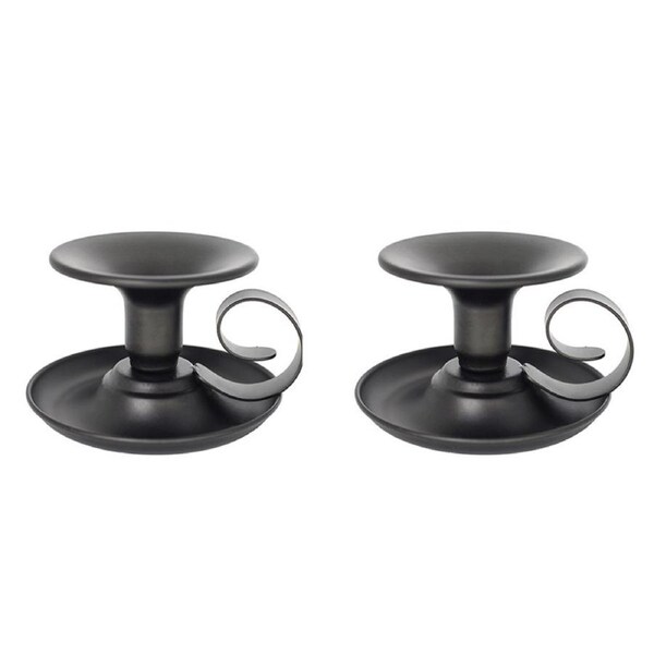 Catzon 2 Pcs Retro Iron Taper Candle Holder for Halloween Christmas Decoration-Black