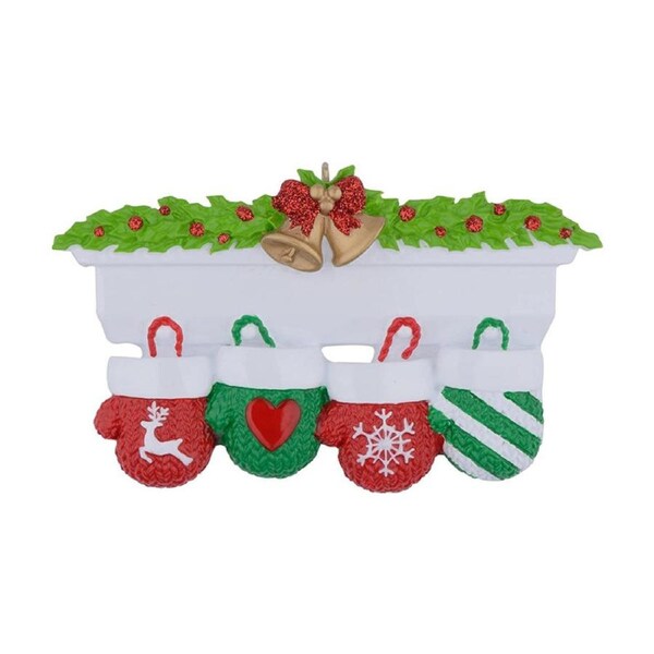 Catzon Christmas Hanging Ornament Personalized Mitten Family-4 Golves