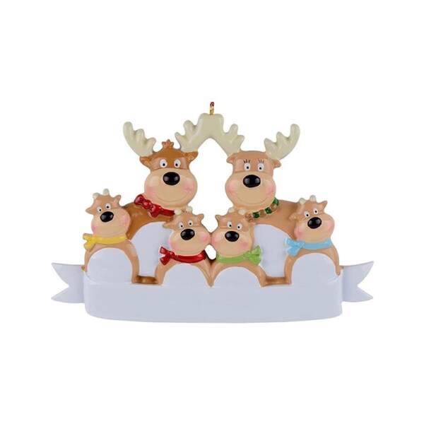 Catzon Christmas Hanging Ornament Personalized Reindeer Family of 6
