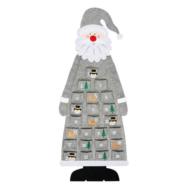 Catzon Felt Christmas Advent Calendar with Pockets 24 Days Countdown Calendar-Grey