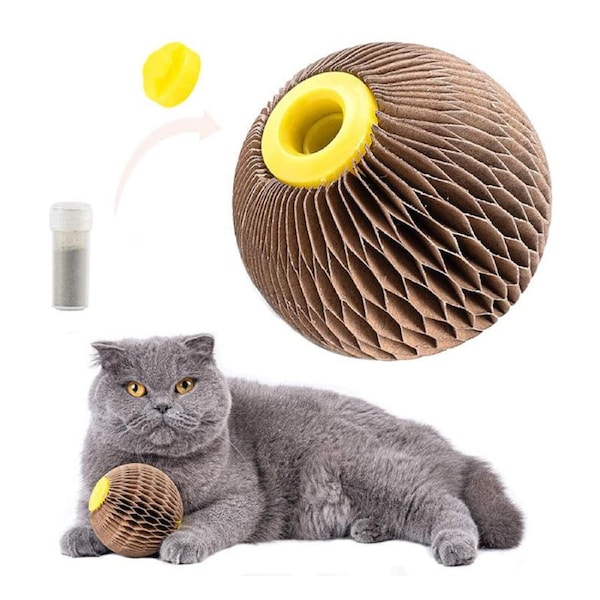 Catzon Cardboard Scratching Ball Catnip Pet Cat Toys-Round Shape