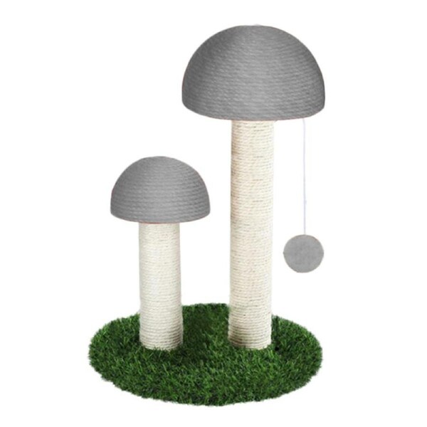 Catzon Cat Scratching Post Mushroom Durable Sisal Board with Dangling Ball-Gray