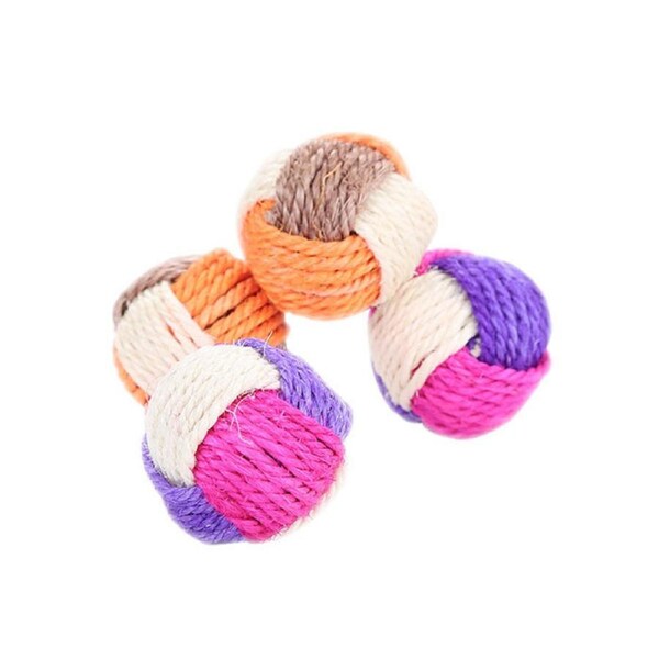 Catzon 4Pcs Cat Toy Sisal Ball Pet Scratching Ball Chew Interactive Toy