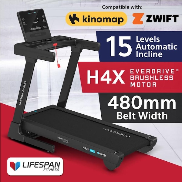 Lifespan Fitness Pursuit MAX Treadmill with Brushless EverDrive Motor Large LCD Display & 15 Incline Levels