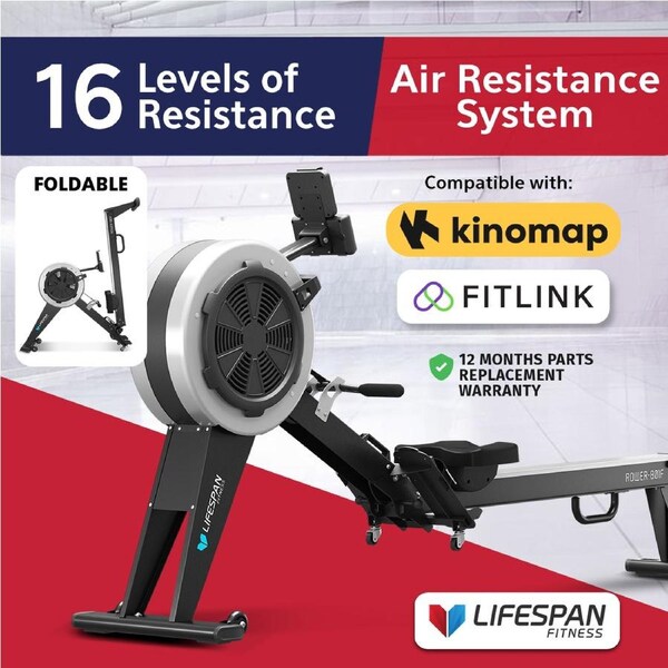 Lifespan Fitness ROWER-801F Air & Magnetic Commercial Rowing Machine