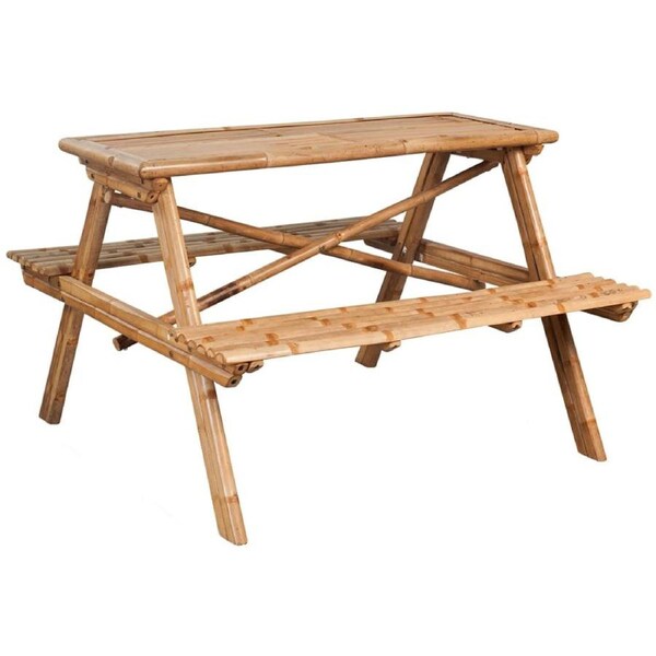Picnic Table 115x115x81 cm Bamboo vidaXL