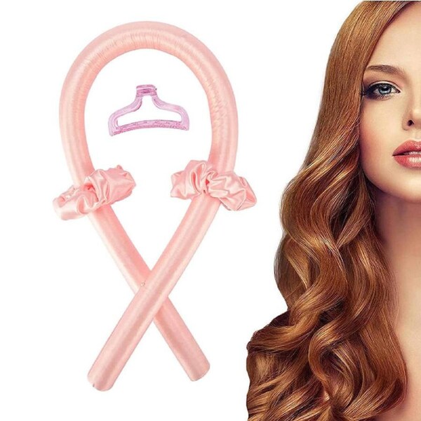 Catzon No Heating Curling Irons with Hair Rings Hairpin Lazy Sleep Curling Wand-Pink