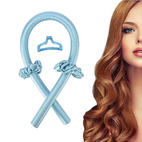 Catzon No Heating Curling Irons with Hair Rings Hairpin Lazy Sleep Curling Wand-Blue