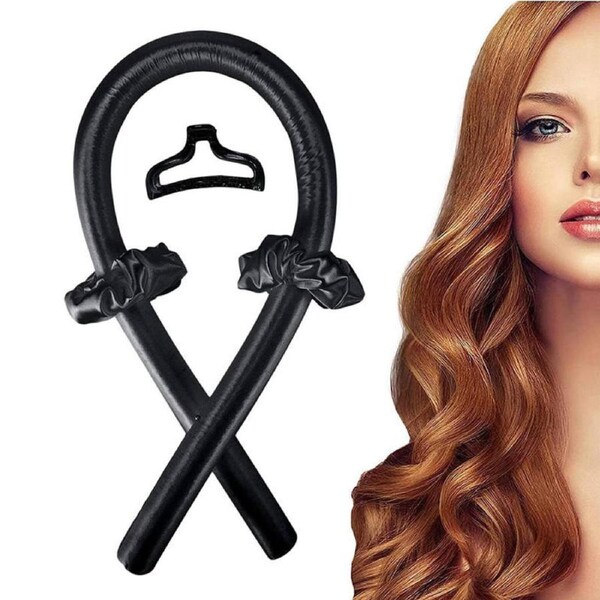 Catzon No Heating Curling Irons with Hair Rings Hairpin Lazy Sleep Curling Wand-Black