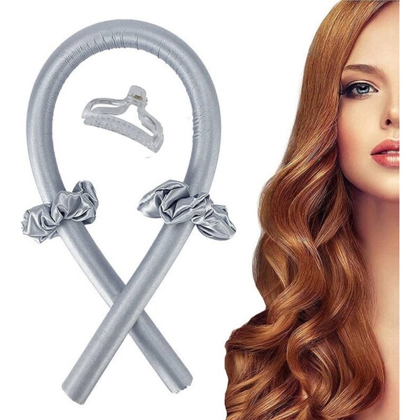 Catzon No Heating Curling Irons with Hair Rings Hairpin Lazy Sleep Curling Wand-Grey