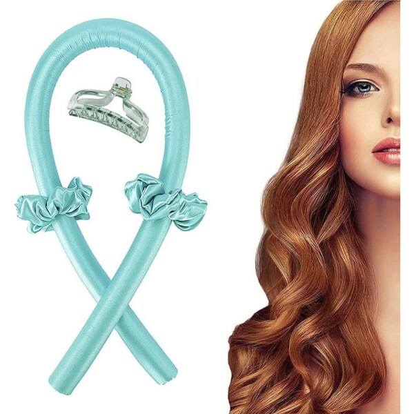 Catzon No Heating Curling Irons with Hair Rings Hairpin Lazy Sleep Curling Wand-ElegantBlue