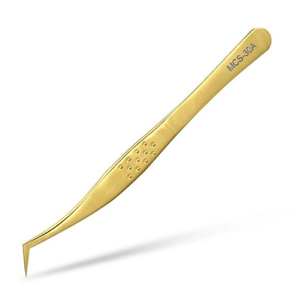Catzon Professional Makeups Tweezers Eyelashes Applicator Tool-30A-Gold