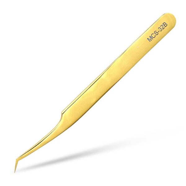 Catzon Professional Makeups Tweezers Eyelashes Applicator Tool-32B-Gold