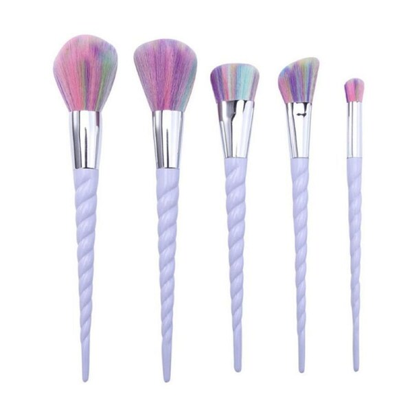 Catzon 5 Pcs Soft Hair Makeup Brush Colorful Unicorn Brush Set