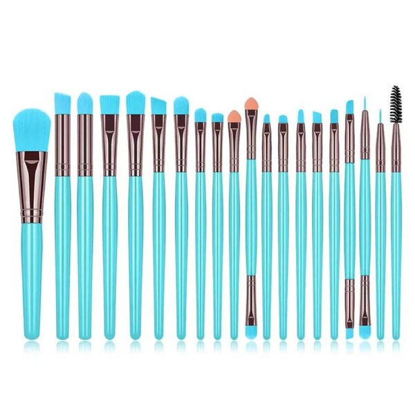 Catzon 20Pcs Makeup Brush Set Fluorescence SeriesEye Shadow Brush-Blue