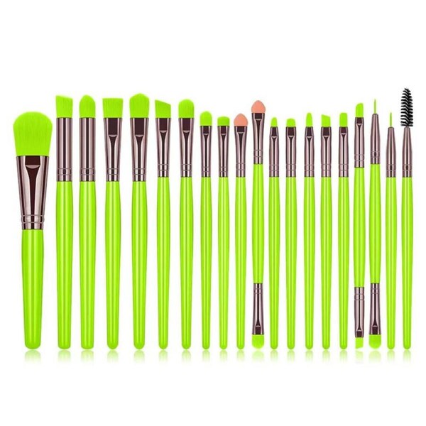 Catzon 20Pcs Makeup Brush Set Fluorescence SeriesEye Shadow Brush-Green