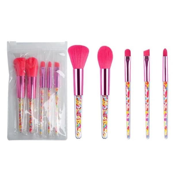 Catzon 5Pcs Makeup Brush Set Eyeshadow Blush Makeup Beauty Tool-Pink