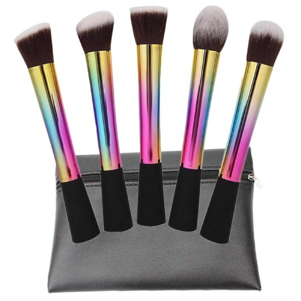 Catzon 5Pcs Makeup Brush Set Blush Contouring Cosmetic Tools With Storage Bag