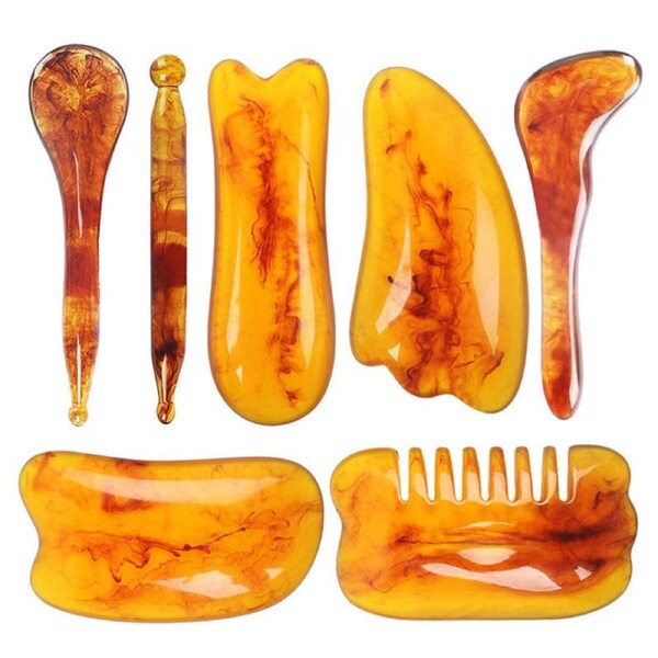 Catzon 7 Pcs Gua Sha Tools Sets Face Skin Massager