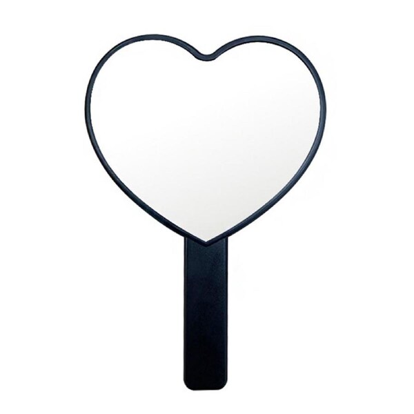 Catzon Heart Shaped Makeup Mirror Single Side Handheld Mirror-Black