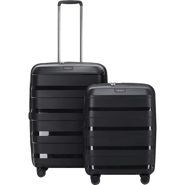 Tosca Comet 40L 20" & 88L 25" Hard Case Trolley Suitcase Luggage Combo Black
