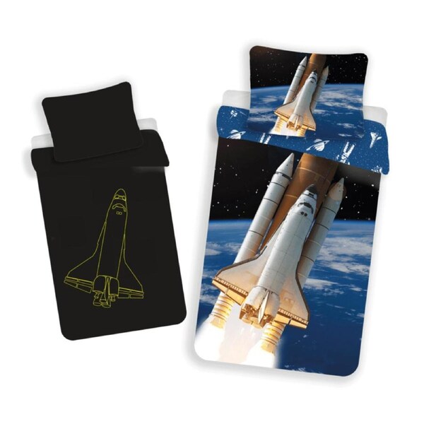 Sweet Home Space Shuttle Glow in the Dark Quilt Cover Set - Single Bed
