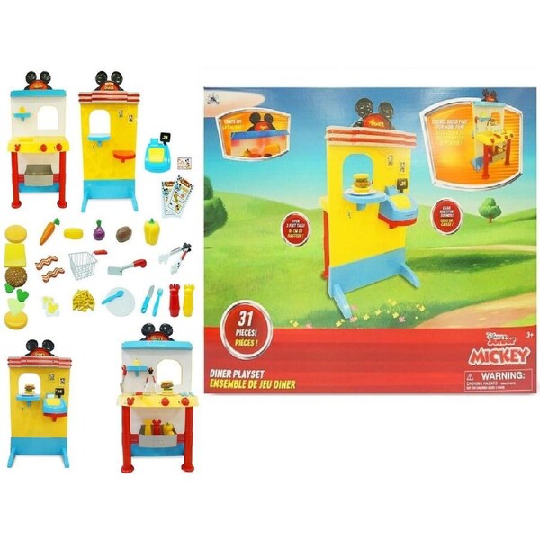 Huge Large Disney Store 31 Pieces Junior Mickey Mouse Diner Playset Toy Kitchen