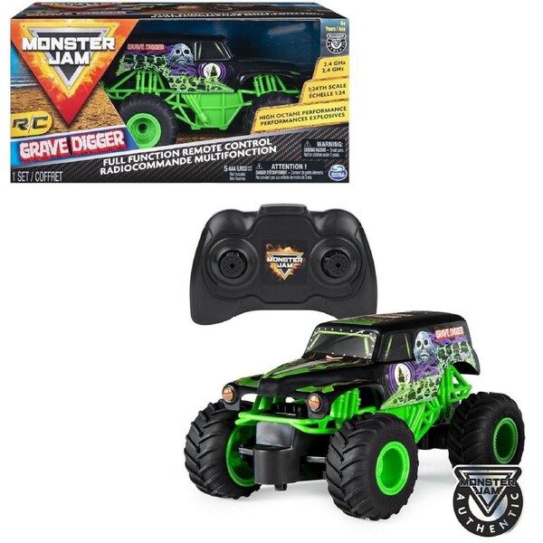 Monster Jam Official Grave Digger Remote Control Monster Truck 1:24 Scale