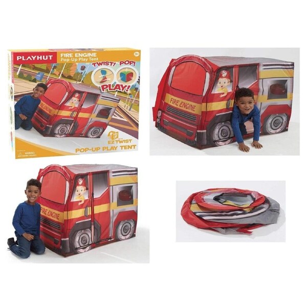Kids Pop Up Tent Fire Engine Children Play Tent Playhouse for Indoor Outdoor
