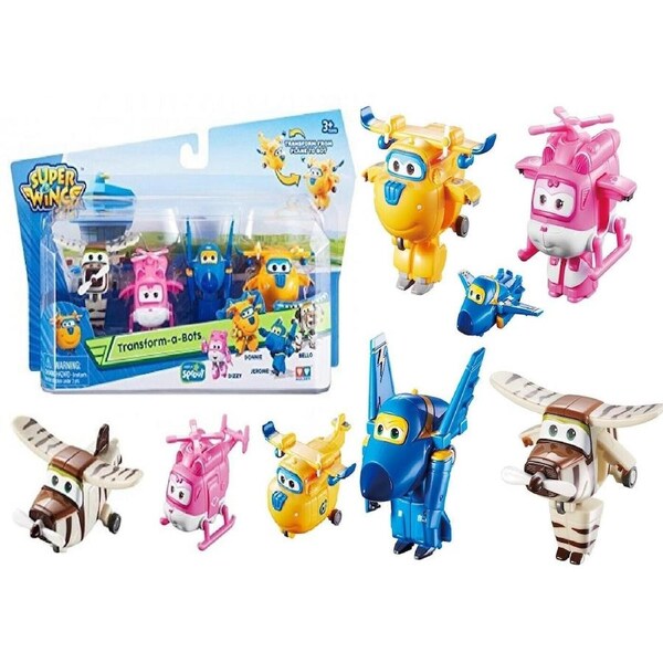 Genuine Super Wings 4 Pack Transform-A-Bots Donnie Dizzy Jerome Bello