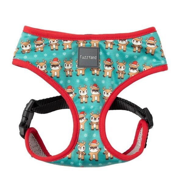 Disco Deers Christmas Harness for Dogs X-Large by FuzzYard - 43cm Neck & 55 to 80cm Chest