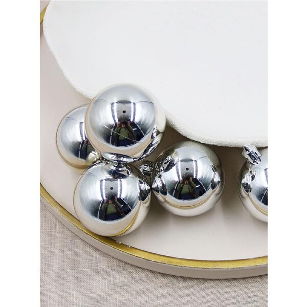 Christmas Baubles 70mm SILVER Packs Gloss