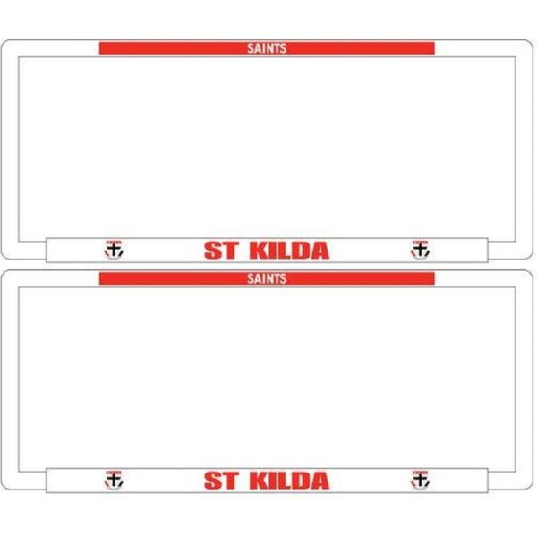 AFL Car Number Plate Frame Set Of Two - St Kilda Saints - Front/Back