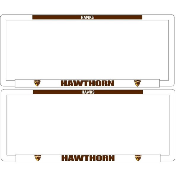 AFL Car Number Plate Frame Set Of Two - Hawthorn Hawks - Front/Back