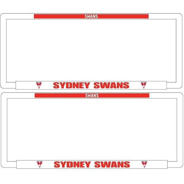 AFL Car Number Plate Frame Set Of Two - Sydney Swans - Front/Back