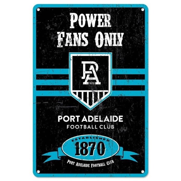 AFL Retro Supporter Tin Sign - Port Adelaide Power - Man Cave - Heritage